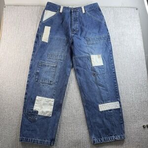 Y2K Paco Jean Co Baggy Jeans Men's Size 38x33 Patchwork Wide Leg Skater
